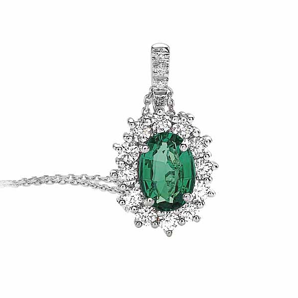 Girocollo con smeraldo classico, diamanti e oro bianco - Giorgio Visconti