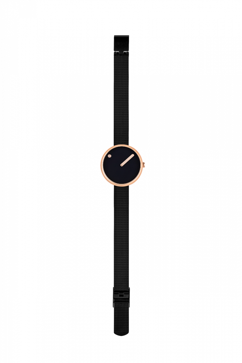Picto - Orologio da donna con cassa 30mm rose gold cinturino nero - immagine 2