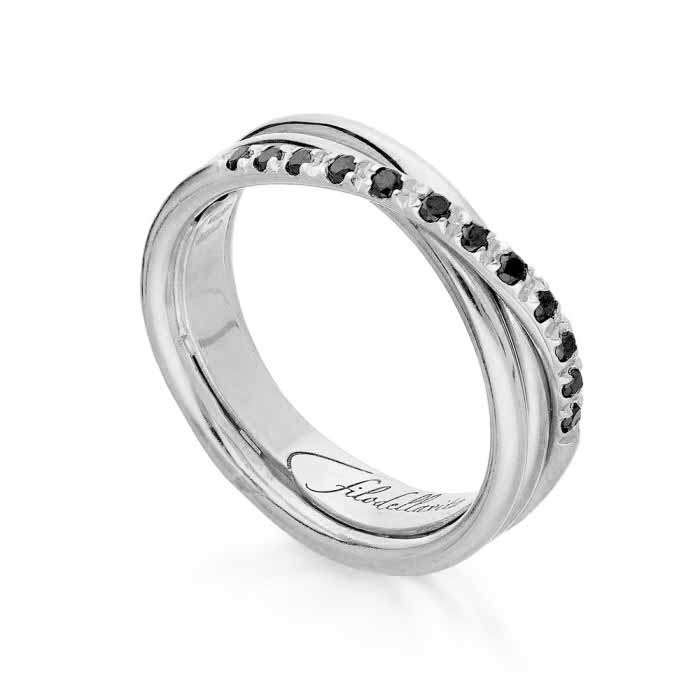 Anello Filo della vita 3 fili argento e Diamanti Neri 0.18 ct. - immagine 2