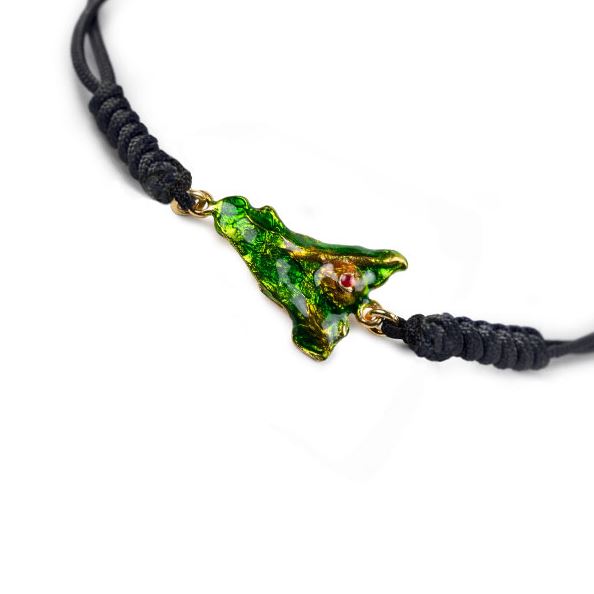 Bracciale Sicilia in argento 925, placcato oro, smalti e cordino in tessuto - immagine 2