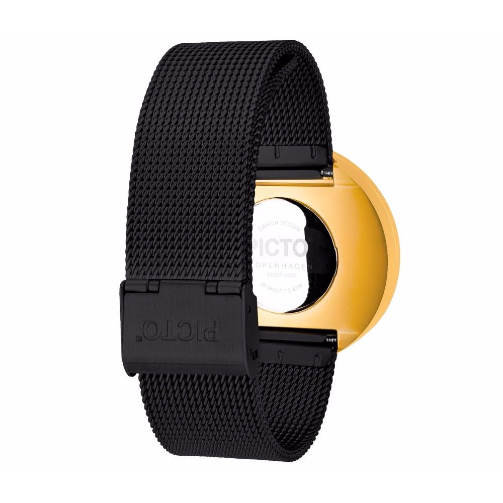 Picto - Orologio da uomo con cassa 40mm gold cinturino nero - immagine 5
