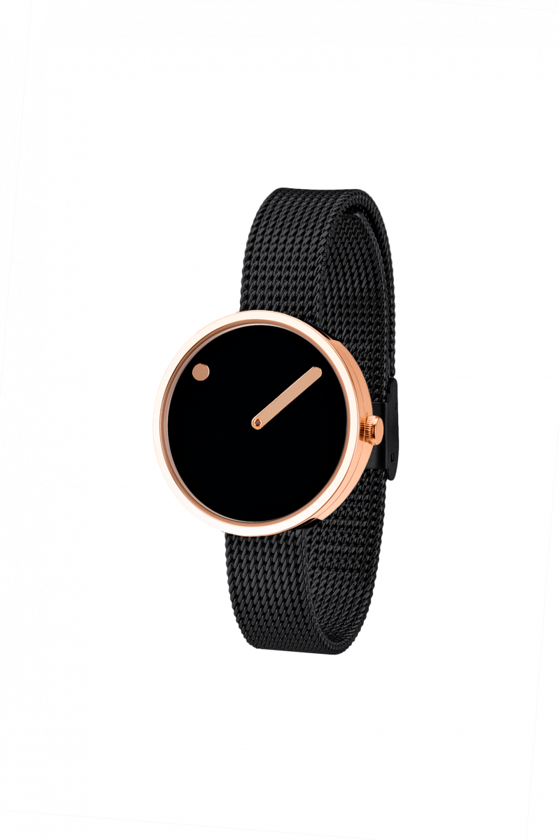 Picto - Orologio da donna con cassa 30mm rose gold cinturino nero - immagine 3