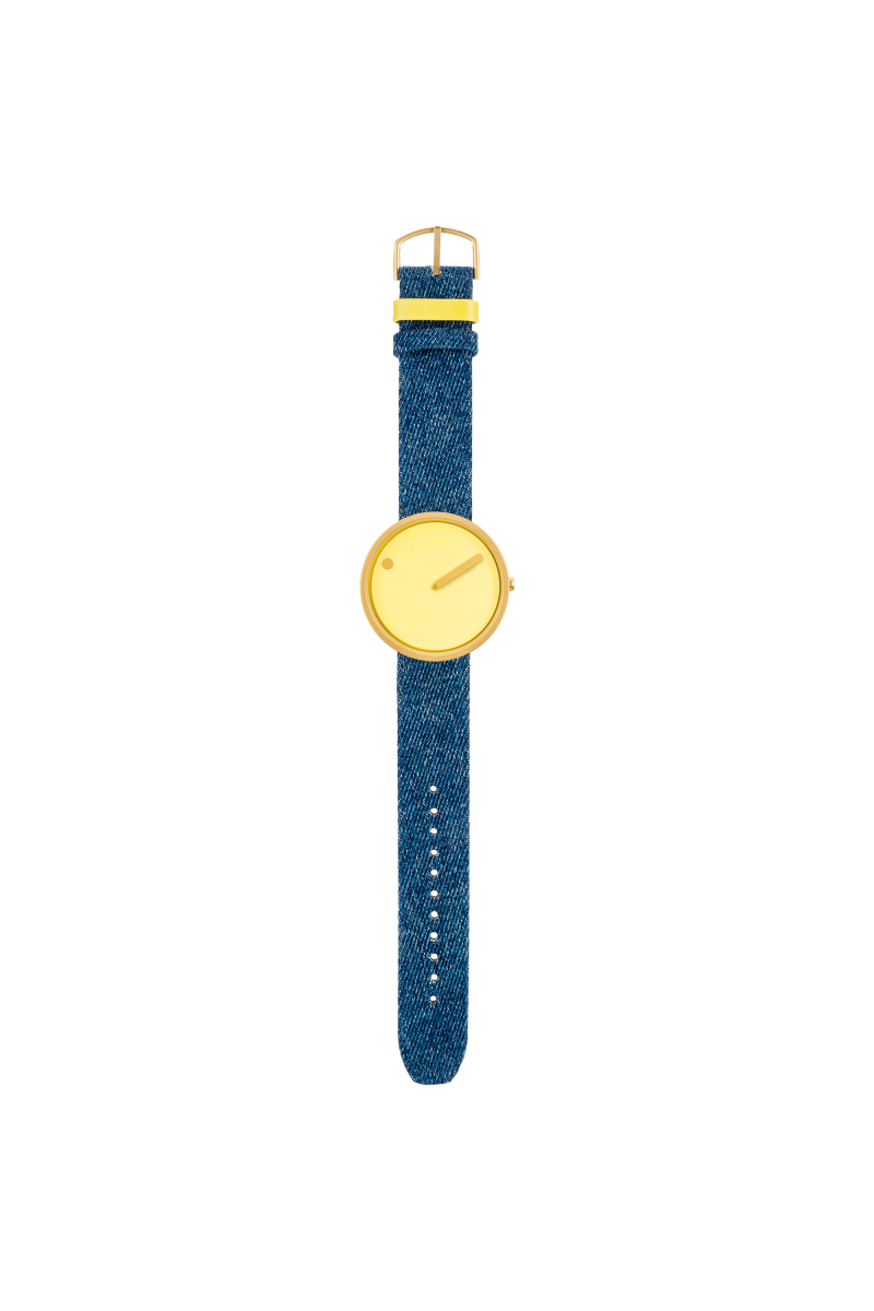 Picto - Orologio uomo-donna con cassa 40mm gold cinturino in denim - immagine 5