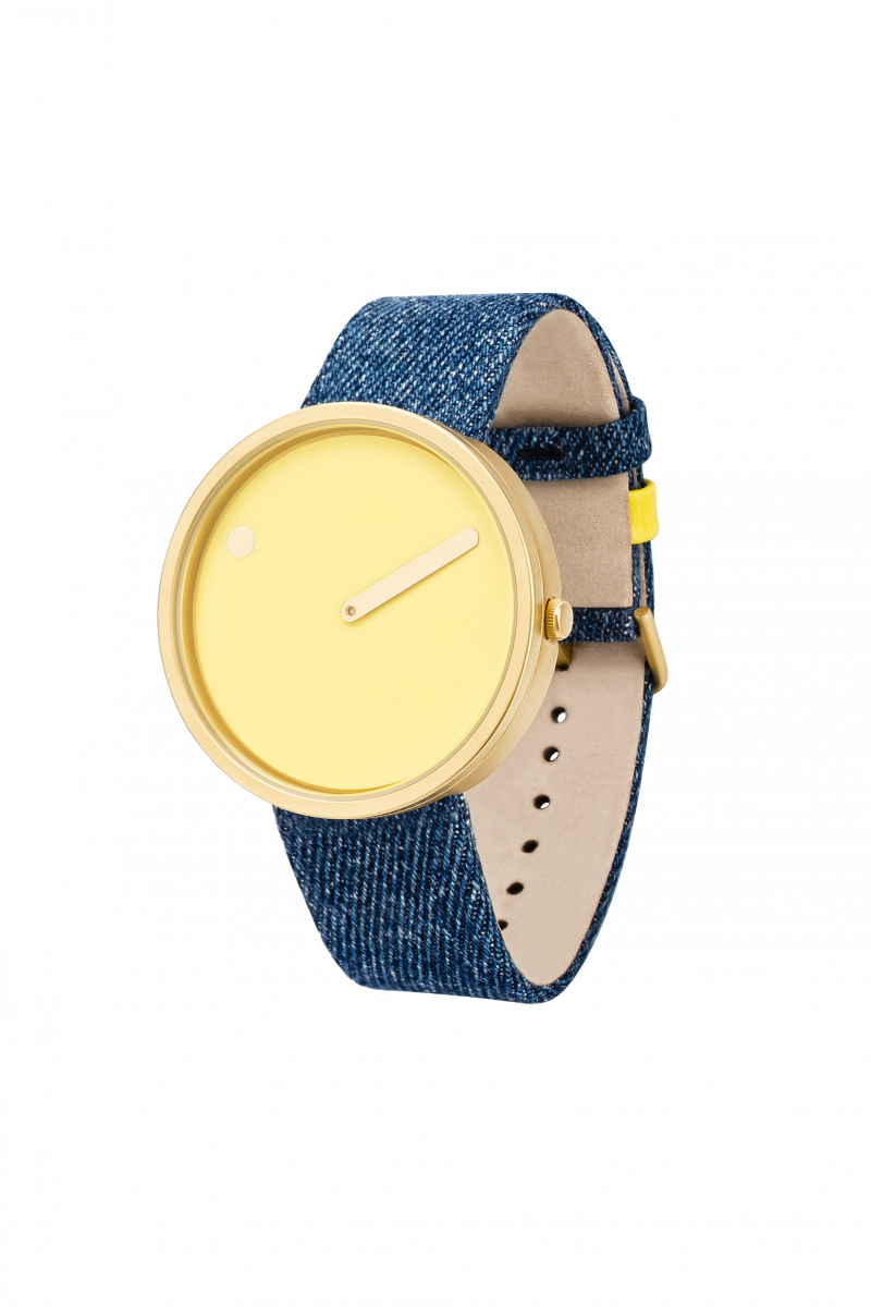 Picto - Orologio uomo-donna con cassa 40mm gold cinturino in denim - immagine 2