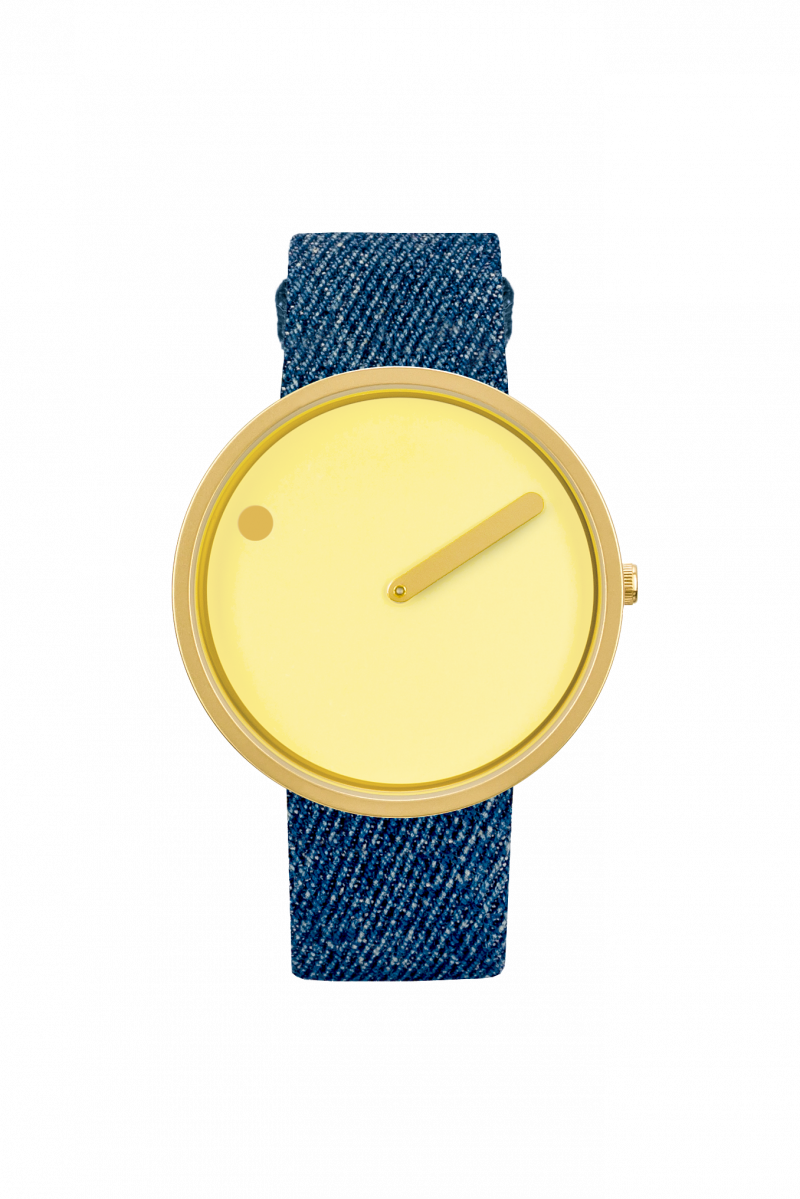 Picto - Orologio uomo-donna con cassa 40mm gold cinturino in denim