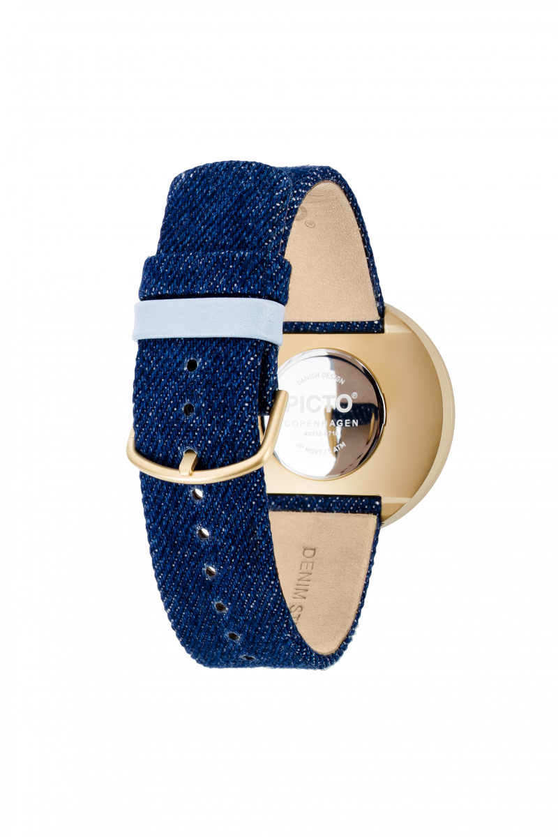 Picto - Orologio uomo-donna con cassa 40mm gold cinturino in denim scuro - immagine 5