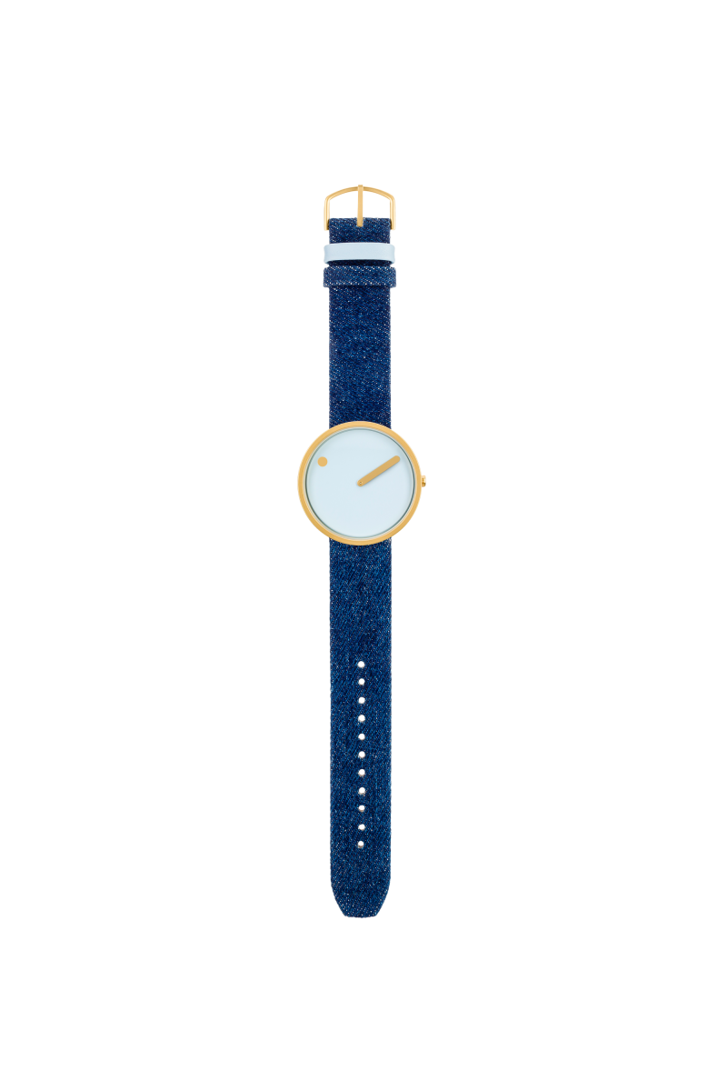 Picto - Orologio uomo-donna con cassa 40mm gold cinturino in denim scuro - immagine 4