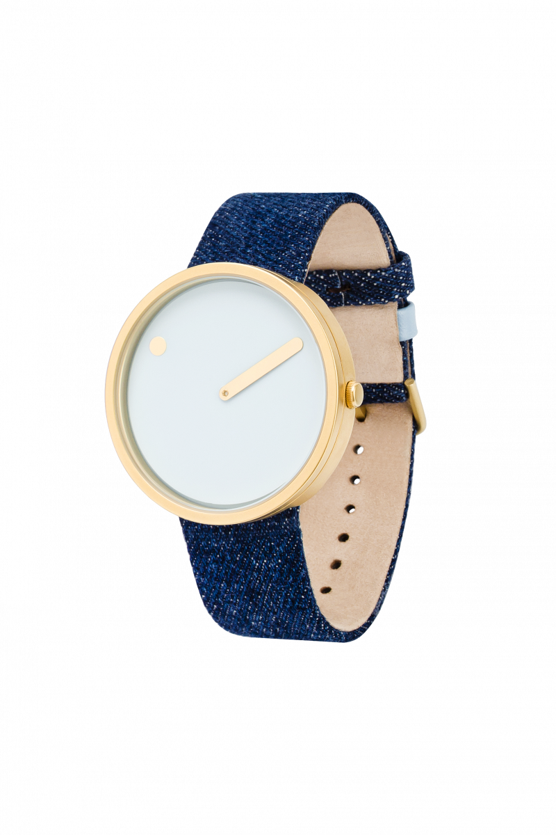 Picto - Orologio uomo-donna con cassa 40mm gold cinturino in denim scuro - immagine 2