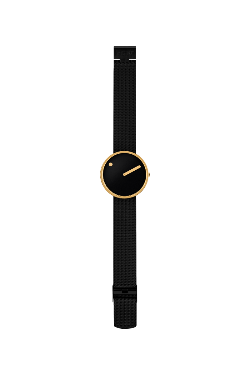 Picto - Orologio da uomo con cassa 40mm gold cinturino nero - immagine 3