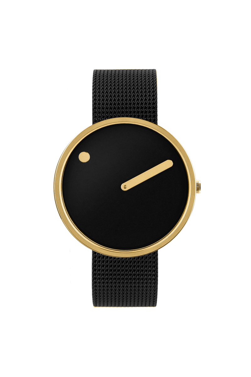 Picto - Orologio da uomo con cassa 40mm gold cinturino nero